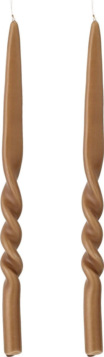 Bloomingville- Kaarsen - Gedraaid - Camel - Set van 2 - L 40 cm