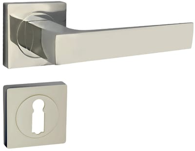 Domino® Deurkrukgarnituur QUADRADO-QR - Nikkel - BB- gladde sleutel met Rozette - Deurbeslag van aluminium - Deurklink voor kamerdeur, kantoordeur, kelderdeur en binnendeur