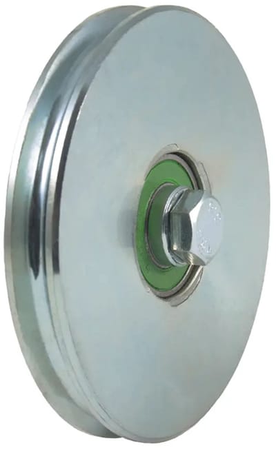 Rond groefwiel van 120 mm met een groef van 8 mm voor kabels