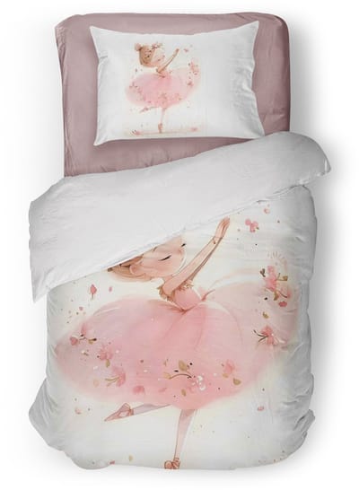 Eleganzzz Kinder Dekbedovertrek Ballerina Girl - Ballerina Dekbedovertrek - Pink - 140x200/220cm - Dekbedovertrek Kinderen - Micropercal - Eenpersoons