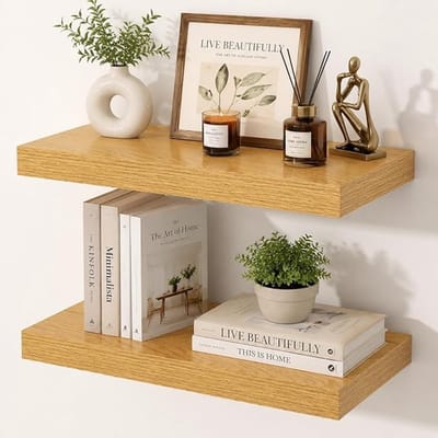 Zwevende plank eiken 40 cm - set van 2