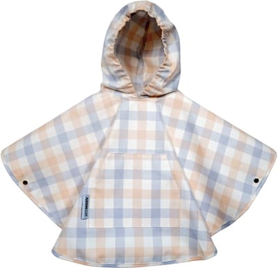AeroMoov Regenponcho - 9-36 Maanden - van Baby tot Peuter - voor Autostoel & Kinderwagen - Waterdicht & Lichtgewicht - Checker Grey Cream