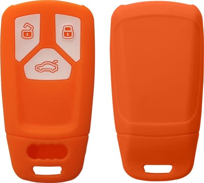 kwmobile autosleutel hoesje geschikt voor Audi 3-knops Smartkey autosleutel (alleen Keyless Go) hoes - TPU autosleutel behuizing - Beschermende auto sleutel case - Sleuteletui in fruitig oranje