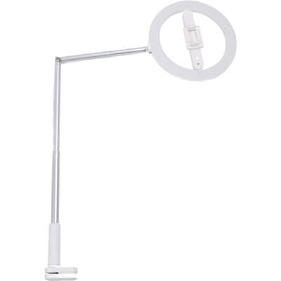 Anneau lumineux avec support de fixation pour téléphone, intensité variable, 3 températures de couleur, 5 niveaux de luminosité, rechargeable