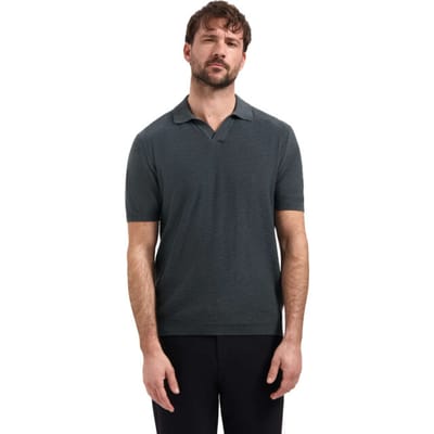 No Excess Pullover short sleeve v-polo slub dark steel