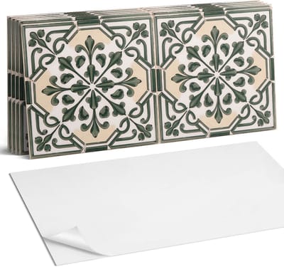 Coloray Plaktegels - Plantenpatroon op de tegel Wandtegel Zelfklevend - 60 cm x 30 cm - Groente Plaktegels - 6 stuks - Rechthoek PVC Tegels - Plaktegels Keuken - Zelfklevende Vloertegels Badkamer - Vinyl Tegels - Zelfklevende Wandtegels
