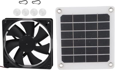 Zonnepaneel Ventilator - Afzuiger Set - Lucht Zuiveren - IP65 Waterdicht - 21.8 cm Paneel - Zwart