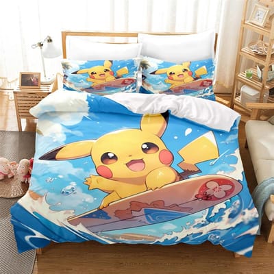 Pokemon Beddengoed Collectie 3D Pikachu Dekbedovertrek Anime Bedrukte Dekbedovertrek Collecties Kinder Beddengoed Collectie Vakantiecadeau 140x200cm-2pcs