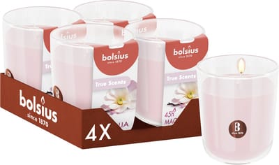 Bolsius - True Scents - 4 Geurkaarsen - Magnolia - Roze - Voordeelverpakking - Geur Kaars