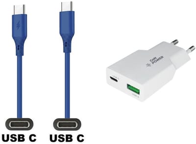 20W snellader met 2 poorten + 1,0m USB C naar C kabel. Universele PD PPS lader. Compacte GaN oplader adapter past op Google Pixel 7, 7 Pro, 8, 8a, 8 Pro, 9, 9 Pro, 9 Pro XL, 9 Fold, 10, 10a, 10 Pro, 10 Pro Fold, 10 Pro XL, 10 Fold, C, XL