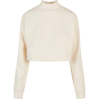 Urban Classics - Oversized High Neck Crew Crop Sweater/Trui - L - Creme