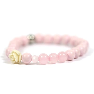 Heaven Eleven KIDS - meisjes - armband - edelsteen - hout - rozequartz - 6mm - 14cm