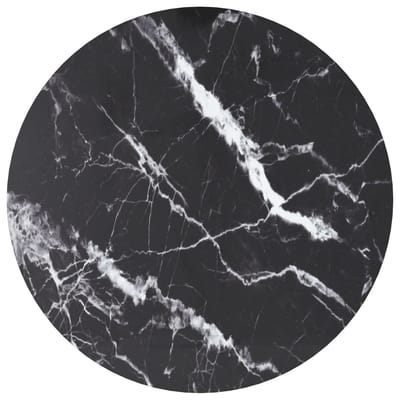 vidaXL - Tafelblad - Ø70x0,8 - cm - gehard - glas - met - marmeren - design - zwart