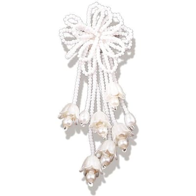 Elegante Dames Meisjes Parel Lelietje-van-dalen Parel Kwastje Spelden Broches Oorbellen Mode Casual Kleding Pak Accessoires Gesp white