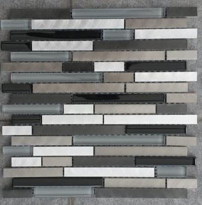 Mozaiek tegel zwart glas aluminium