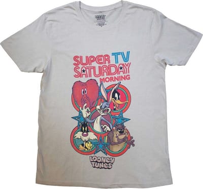 Looney Tunes - Super Saturday TV Heren T-shirt - S - Grijs