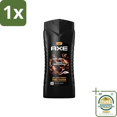 1 x Axe 3-in-1 Douchegel XL Dark Temptation 400 ml- Douchegel - Geur - Donkere Chocolade - Kruiden - 3-in-1