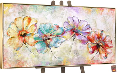 Canvas schilderij groot handgeschilderd prachtige bloemen botanisch – YS-Art Gallery – Luxe wanddecoratie voor woonkamer – Modern schilderij voor slaapkamer en hal
