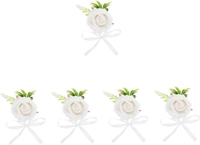 Pols Corsages - Bruidsbloemen Armband - Bruiloft Decoratie - Set van 5 stuks - 7x10x5 cm - Wit