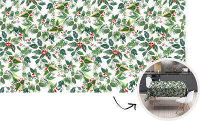 Kerst Tafelkleed - Kerstmis Decoratie - Tafellaken - Kerst - Waterverf - Maretak - 260x130 cm - Kerstmis Versiering