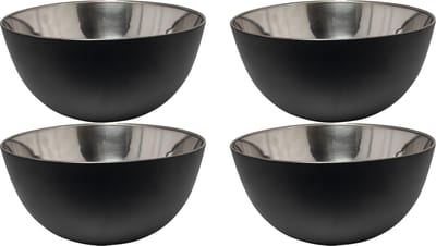 Svenska Living - 4x - Kommetjes/schaaltjes - mat zwart - RVS - D13 x 7 cm - serveerschalen