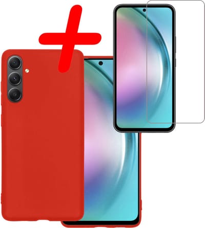 Hoesje Met Screenprotector - Geschikt voor Samsung Galaxy A54 - Sterk & Shockproof - Back Cover - Siliconen Case - Telefoon Hoes - Rood