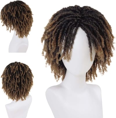 Korte Dreadlock Peruk voor Mannen in Ombré Lichtbruin - Realistische Twist Rasta Cosplay Haaraccessoire
