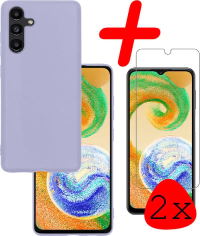 Hoesje Met 2x Screenprotector - Geschikt voor Samsung Galaxy A04s - Sterk & Shockproof - Back Cover - Siliconen Case - Telefoon Hoes - Lila
