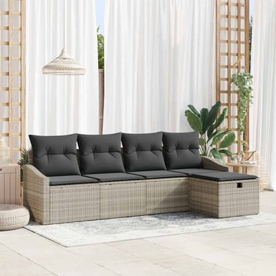vidaXL - Bankstel - 6 - st - poly - rattan