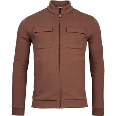 Thomas Maine Vest Sweat Cardigan Zip Doubleface Interlock Double Breast Pocket Roest / male
