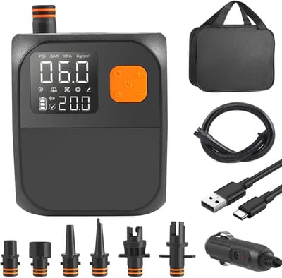 Miryx Elektrische luchtpomp - Luchtbedpomp Hoge Druk 25Psi - Zwembadpomp - Opblaaspomp - Stand-up Paddle Sup Pomp - Oplaadbare 8000 mAh