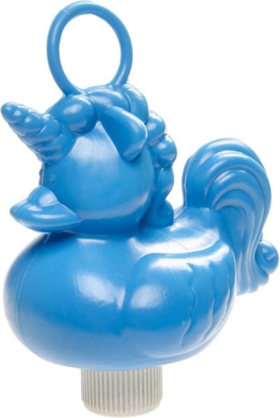 Duckiez eenhoorn badeendje badspeelgoed - blauw - 12 x 6 cm - Met oogje voor het hengelspel - kunststof