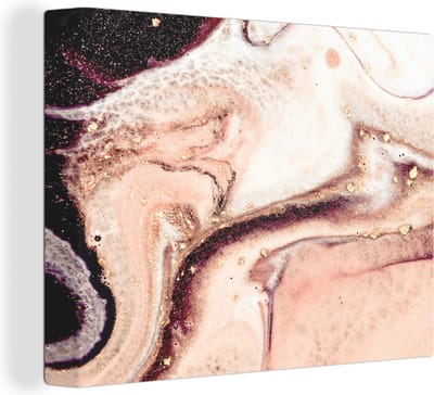 Canvas Schilderij Steen - Marmer - Edelsteen - Abstract - Natuur - Roze - 40x30 cm - Wanddecoratie
