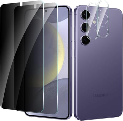 2x Privacy Tempered Glass Screenprotector Anti-Spy - 2x Camera Lens Protector - Geschikt voor: Samsung Galaxy S24 FE - 4 Pack