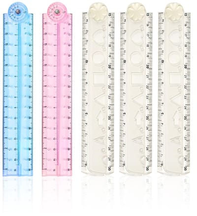 Dailygoods - 5-pack van 30 cm vouwlinialen, transparante liniaal voor geometrisch, voor schoolkinderen of kantoor, opvouwbare rechte liniaal. Transparant en flexibel.