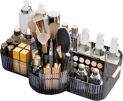 Cosmetica Organizer - Make-up Houder - Kaptafel Opbergen - 360 Graden Rotatie - Grote Capaciteit - Grijs