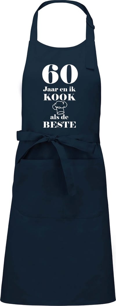 Mijncadeautje - Luxe schort - 60 jaar - en ik kook als de beste - blauw