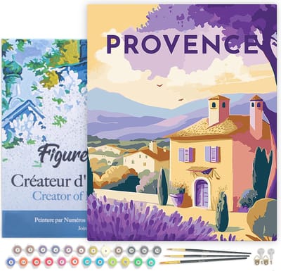 Figured'Art Schilderen op Nummer Volwassenen met lijst Reisposter Provence- Handwerk acrylverf Kit DIY Compleet - 40x50cm Canvas al ingelijst