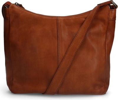 Manfield - Cognac leren schoudertas