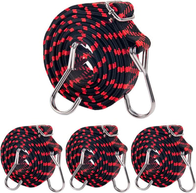 spanrubber met haken (4 stuks 2 m rood)