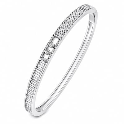 Juwelier Zwartevalk - Zilveren (gerhodineerd) bangle met zirkonia - 26.038