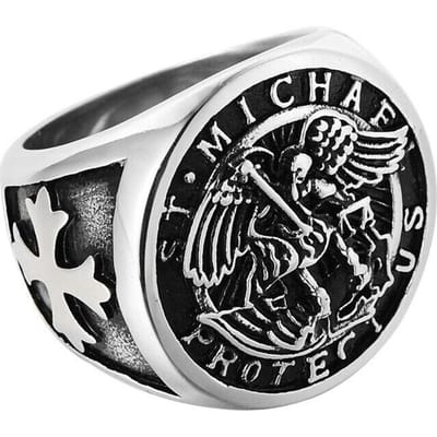 Heren Roestvrij Staal Katholieke Aartsengel Sint Sint Michaël Ring Maat 7-15 14