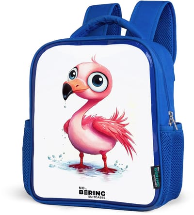 NoBoringSuitcases.com® - Rugzak blauw - Schooltas jongens - Roze flamingo in het water - Kinder rugtas jongen - Boekentas kind - Kinderrugzak voor school - Schoolrugzak