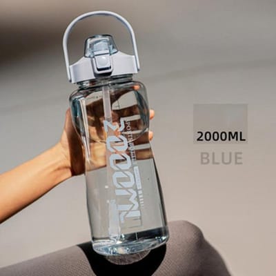 Waterfles Sport 2L Half Gallon Met Rietje Handvat Mark Fitness Jug BPA Vrij Reisfiets GYM Drinkware fles water