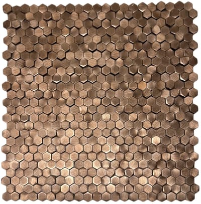 Colonial Gravity 3D Bronze Hexagon Mozaïek - Per Matje 30x30 cm - Aluminium - Mat - Wandtegel