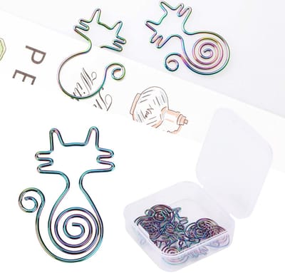 Dailygoods- Paperclips Kat Vorm - Kleurrijke Metalen Paperclips - Bladwijzers - Document Organisatie - School/Kantoor Gebruik - Roestwerende Coating