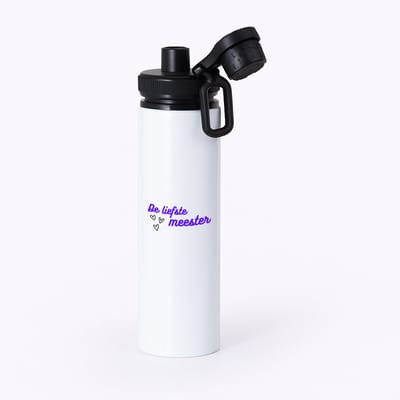 Hacebo® - de liefste meester waterfles met draaidop zwart - Meester - de liefste meester - meester - verjaardagscadeau - verjaardag - cadeau - afscheidscadeau - geschenk - leuke cadeau - kado - gift - meesterdag - water fles - 850ML