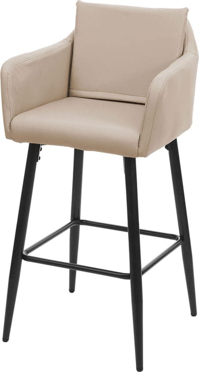 Barkruk MCW-H93, barkruk tegenkruk, metalen voetensteun ~ kunstleer taupe-beige