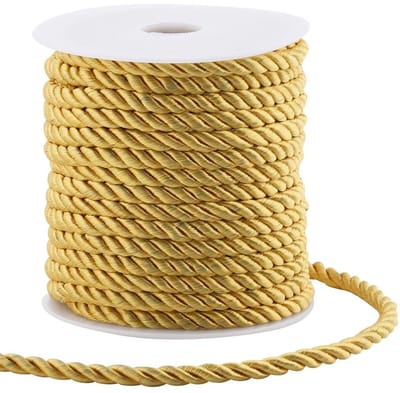 Allecto - Decoratief Koord - Polyester Touw - 20 m - Goud - Gevlochten String - Ideaal voor Naaien en Decoratie - Voor Gordijnen en Crafting