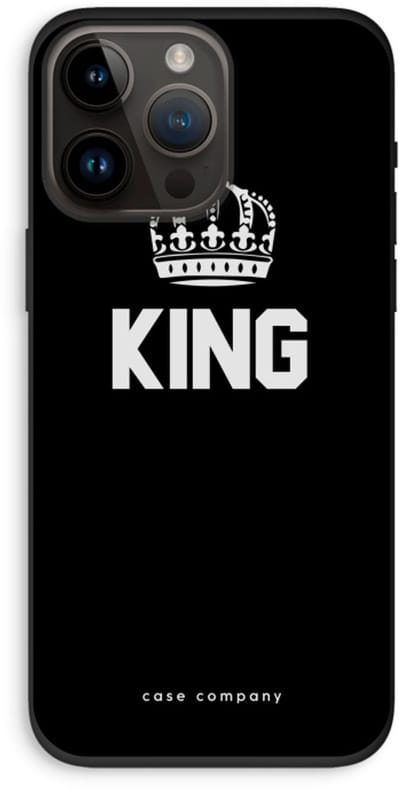 Case Company® - Hoesje geschikt voor iPhone 14 Pro Max hoesje - King zwart - Biologisch Afbreekbaar Telefoonhoesje - Bescherming alle Kanten en Schermrand